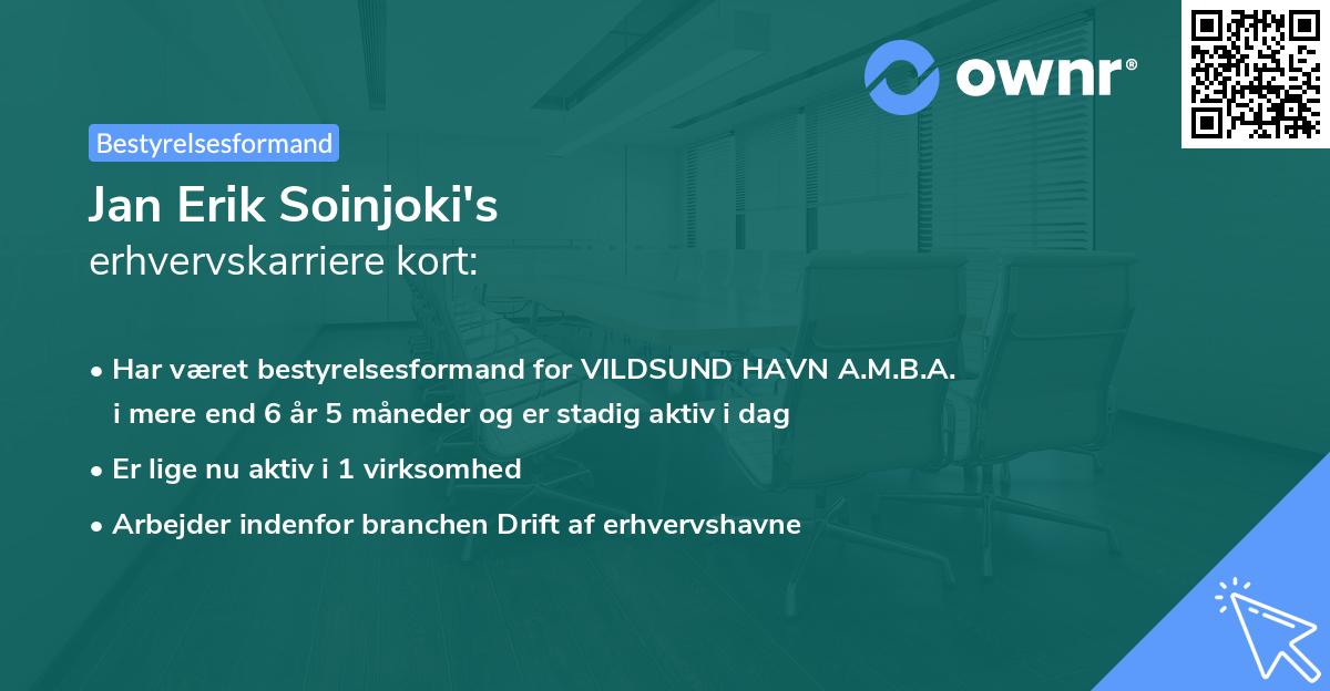 Jan Erik Soinjoki's erhvervskarriere kort