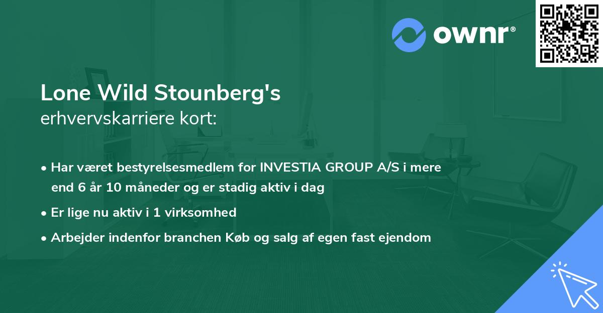 Lone Wild Stounberg's erhvervskarriere kort