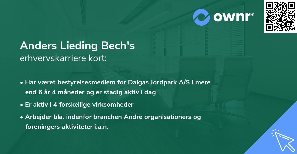 Anders Lieding Bech's erhvervskarriere kort