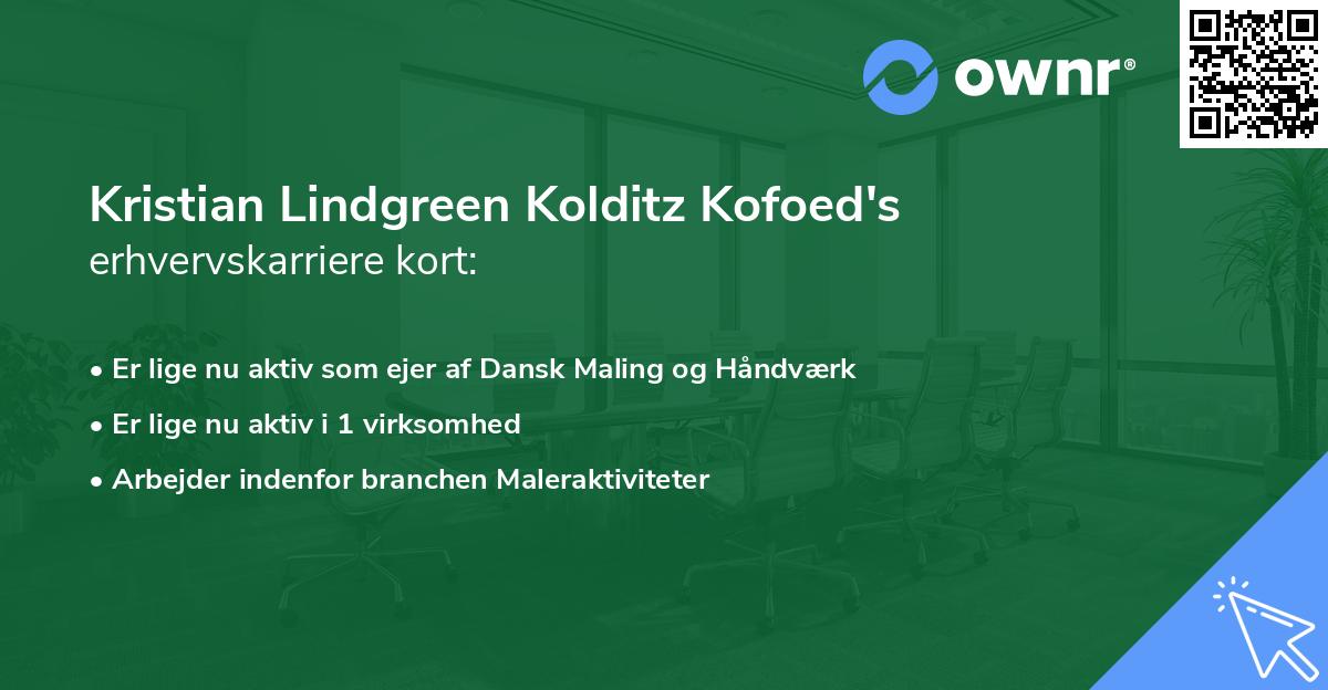 Kristian Lindgreen Kolditz Kofoed's erhvervskarriere kort
