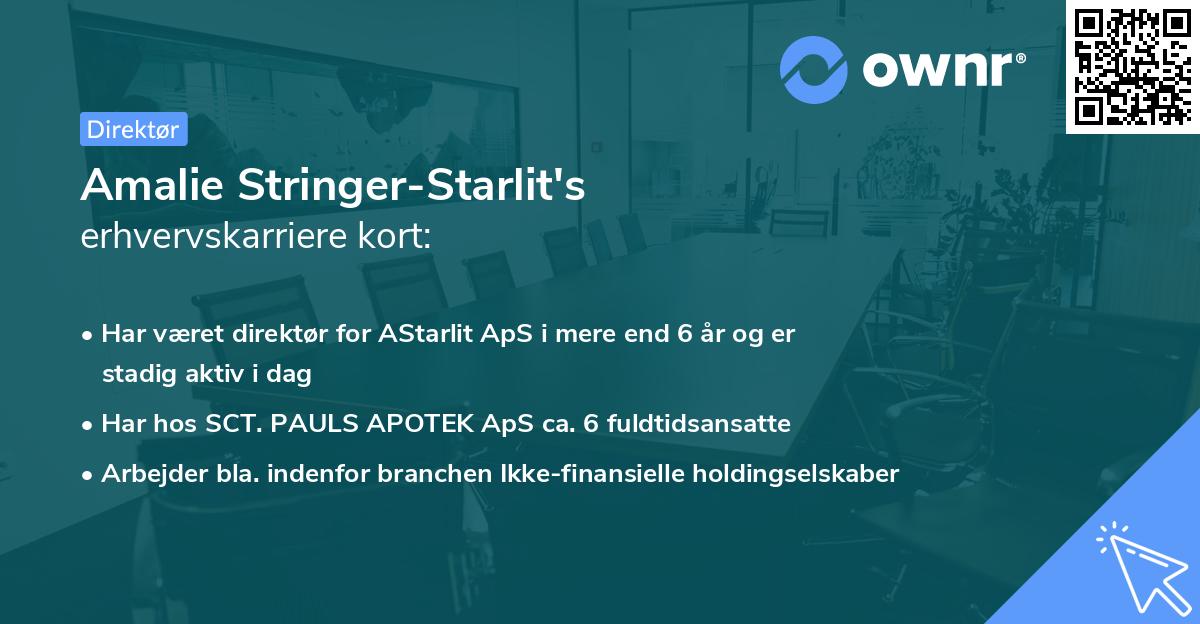 Amalie Stringer-Starlit's erhvervskarriere kort