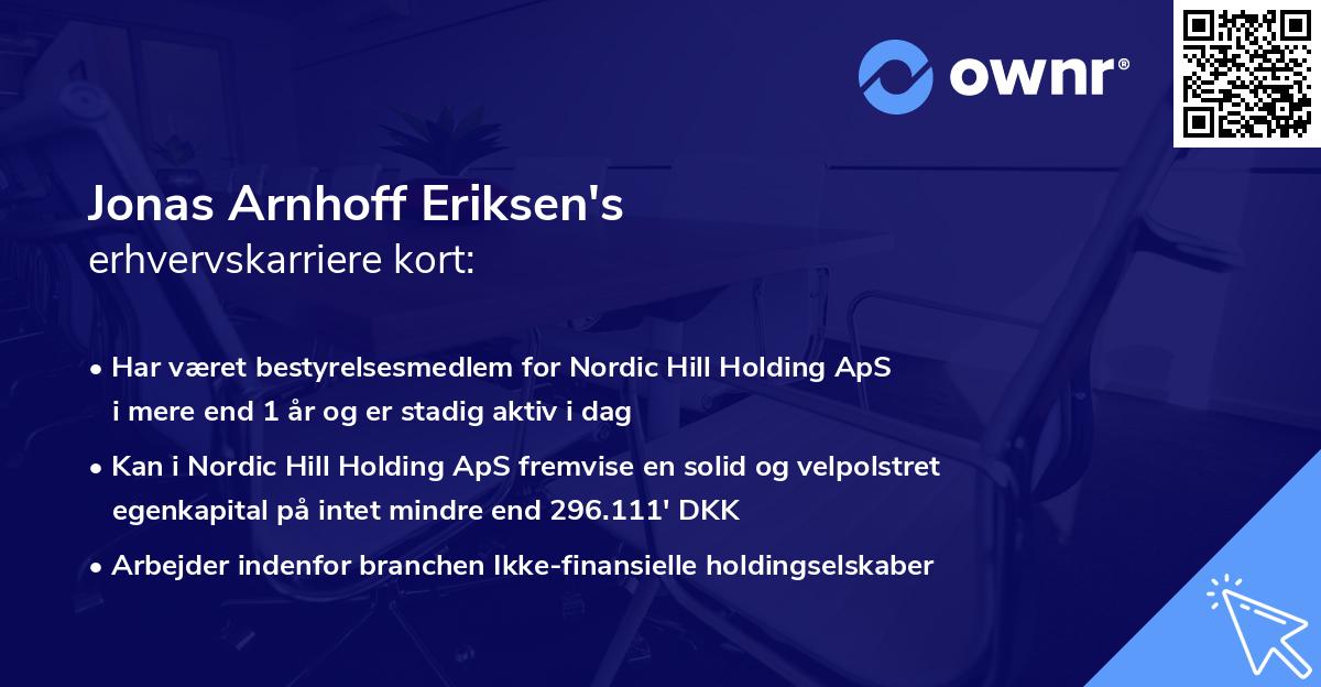 Jonas Arnhoff Eriksen's erhvervskarriere kort