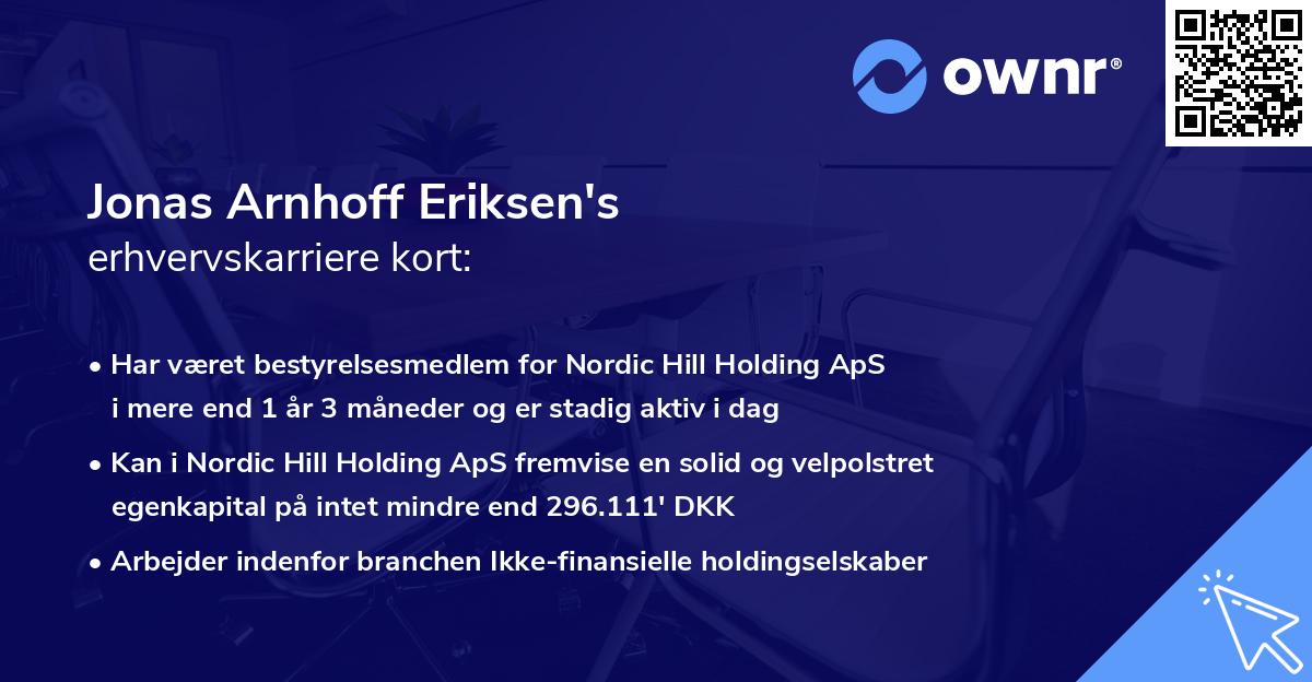 Jonas Arnhoff Eriksen's erhvervskarriere kort