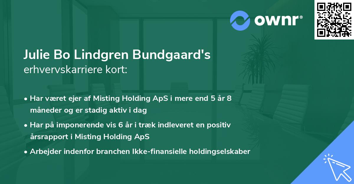 Julie Bo Lindgren Bundgaard's erhvervskarriere kort