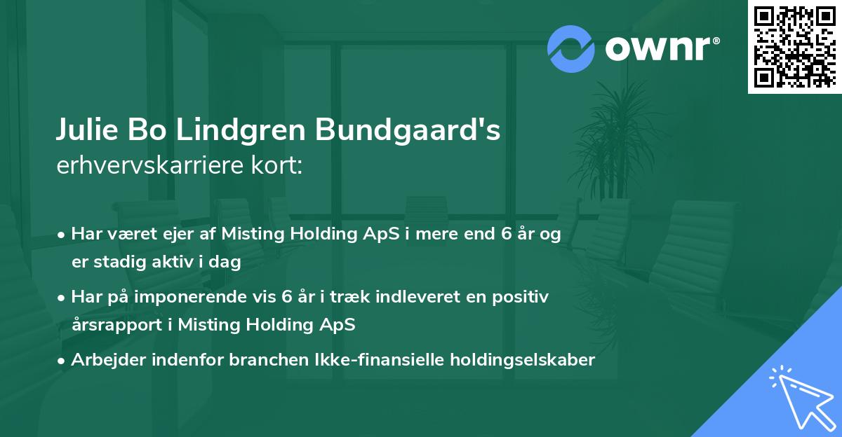 Julie Bo Lindgren Bundgaard's erhvervskarriere kort
