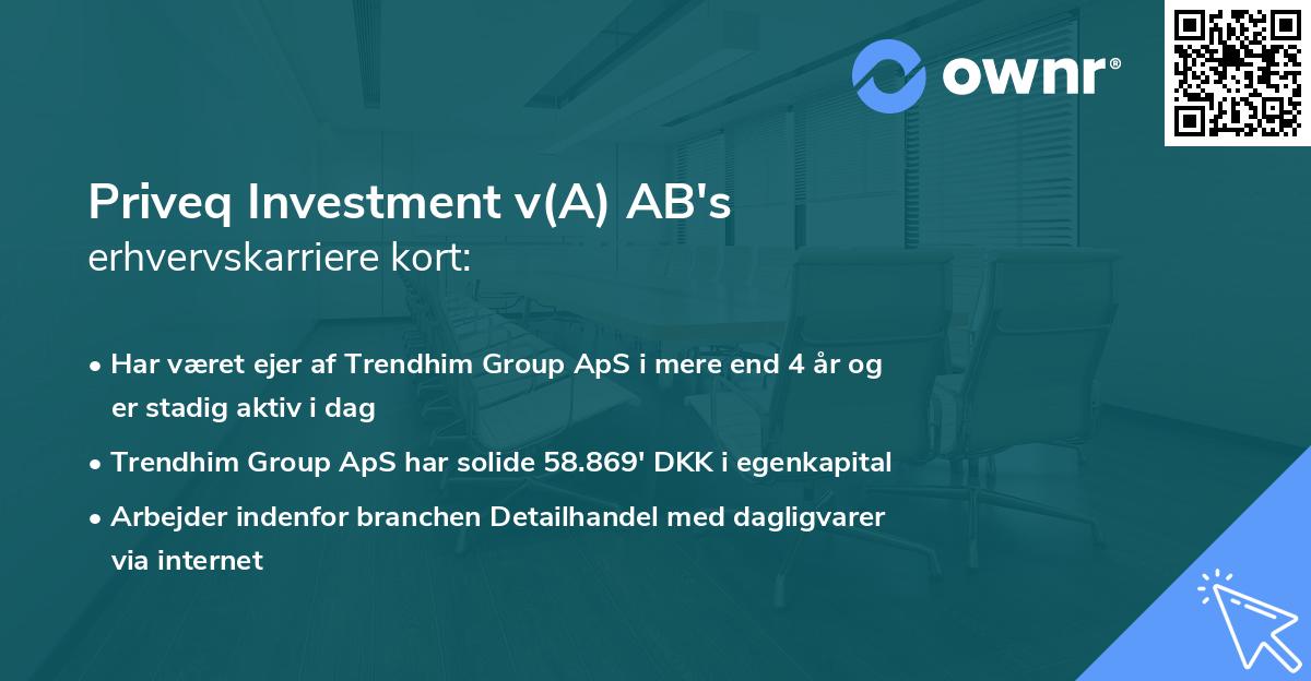 Priveq Investment v(A) AB's erhvervskarriere kort