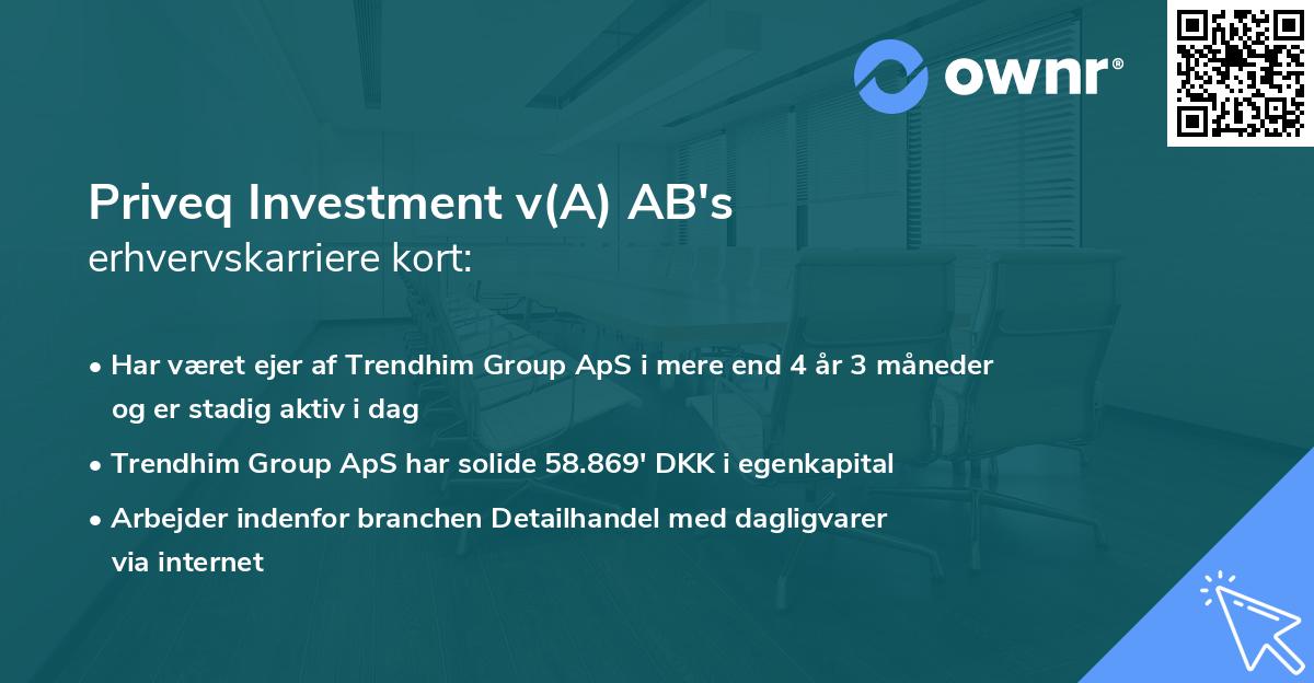 Priveq Investment v(A) AB's erhvervskarriere kort