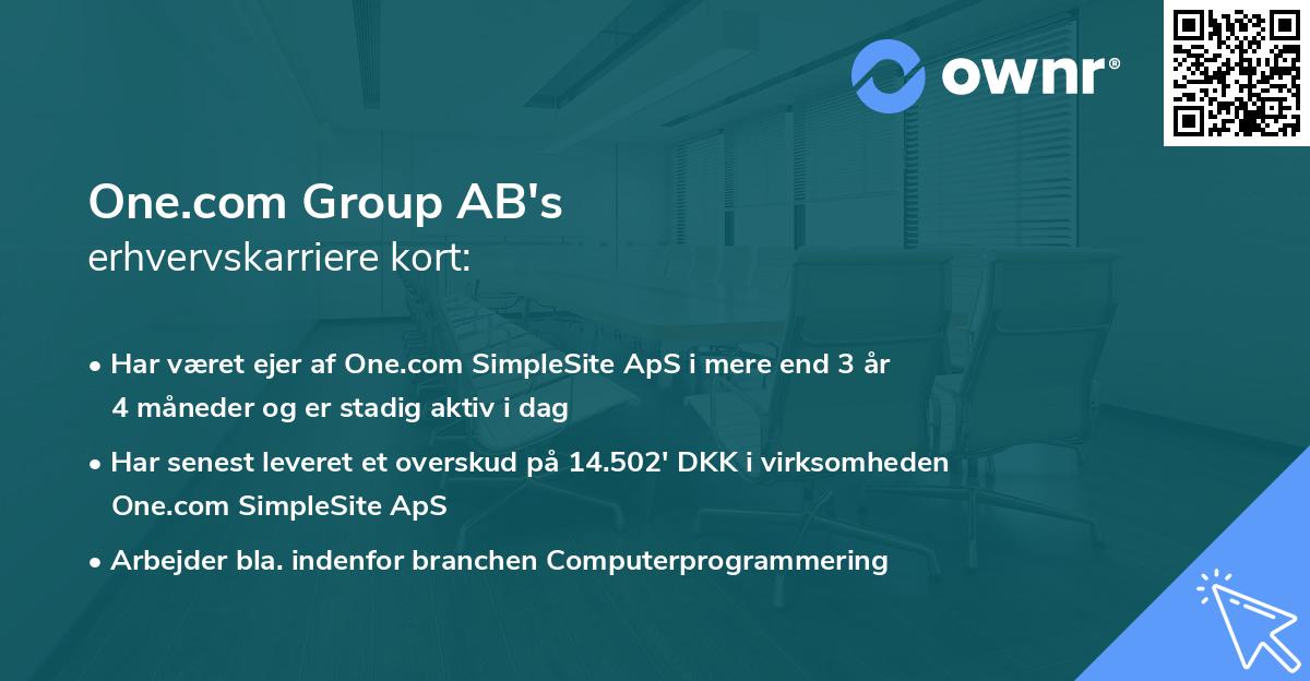 One.com Group AB's erhvervskarriere kort
