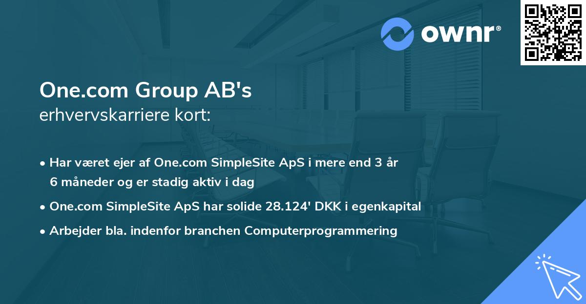 One.com Group AB's erhvervskarriere kort