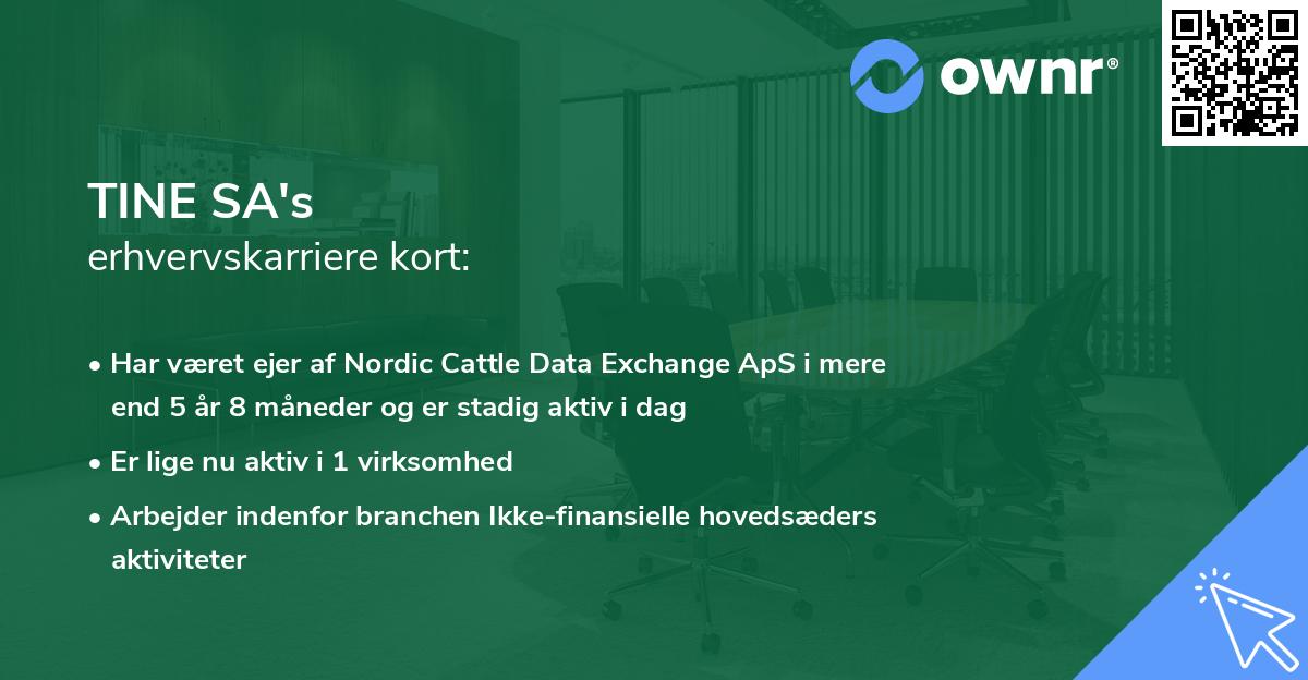 TINE SA's erhvervskarriere kort