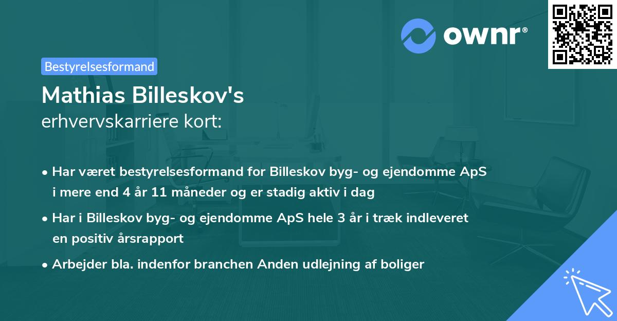 Mathias Billeskov's erhvervskarriere kort