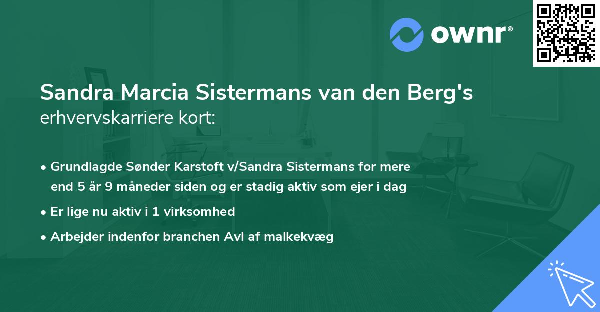 Sandra Marcia Sistermans van den Berg's erhvervskarriere kort