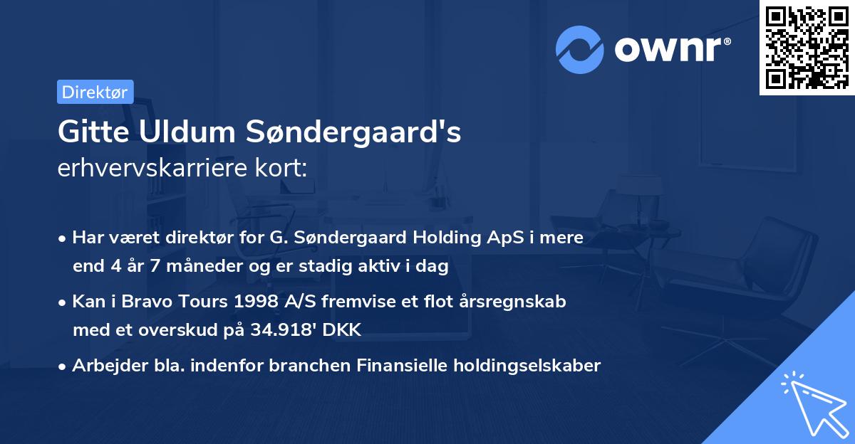 Gitte Uldum Søndergaard's erhvervskarriere kort