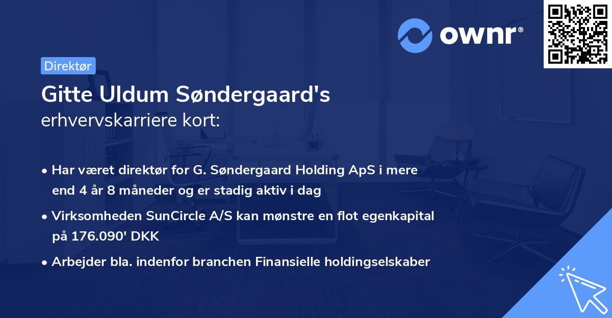 Gitte Uldum Søndergaard's erhvervskarriere kort