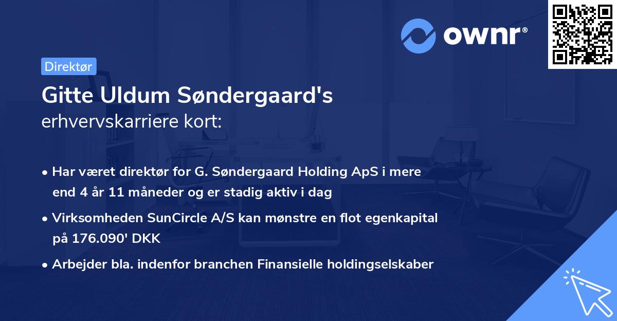 Gitte Uldum Søndergaard's erhvervskarriere kort