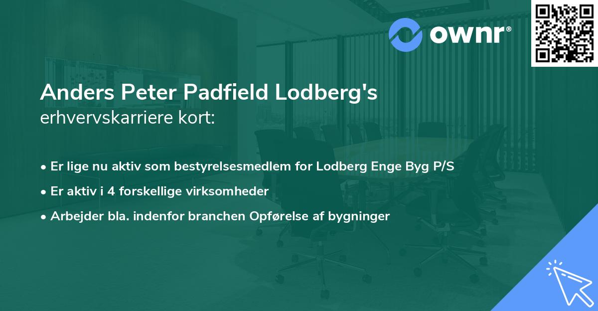 Anders Peter Padfield Lodberg's erhvervskarriere kort
