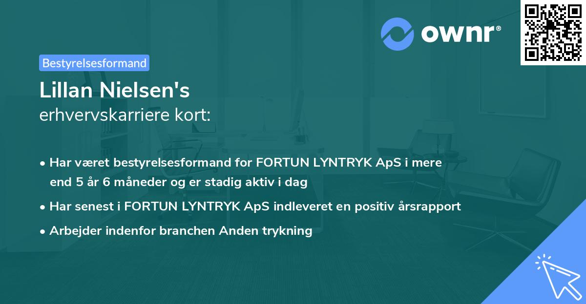 Lillan Nielsen's erhvervskarriere kort
