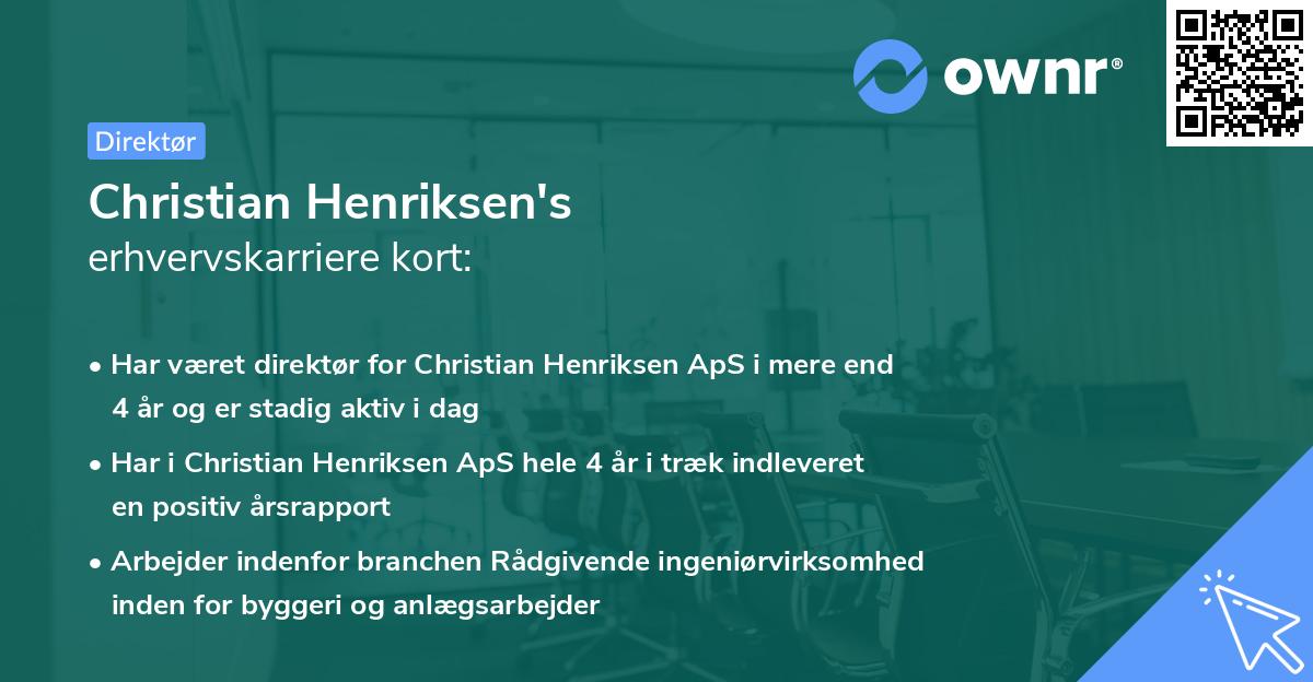 Christian Henriksen's erhvervskarriere kort