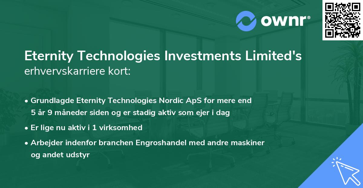 Eternity Technologies Investments Limited's erhvervskarriere kort