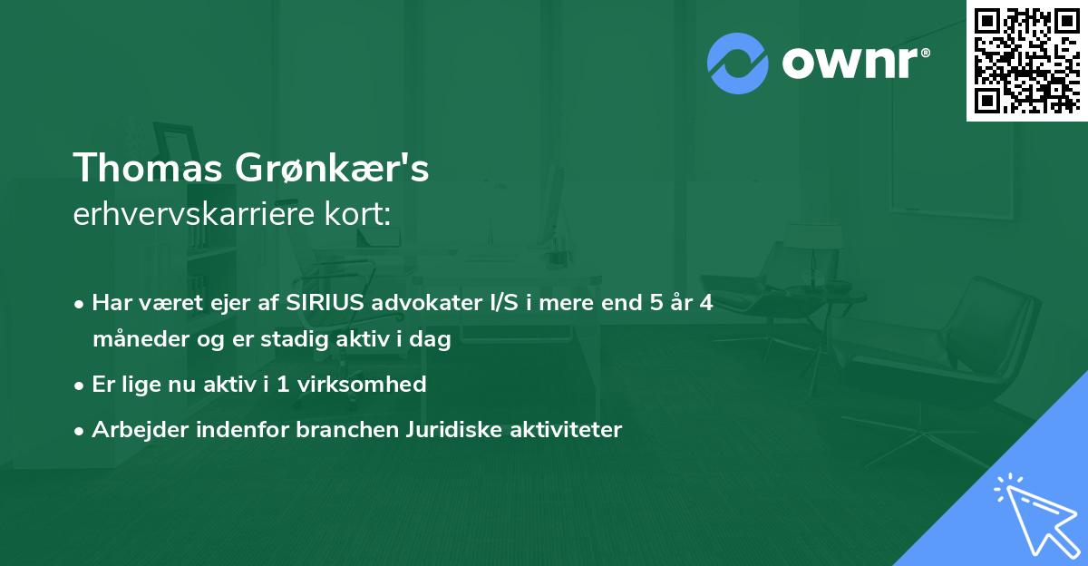 Thomas Grønkær's erhvervskarriere kort