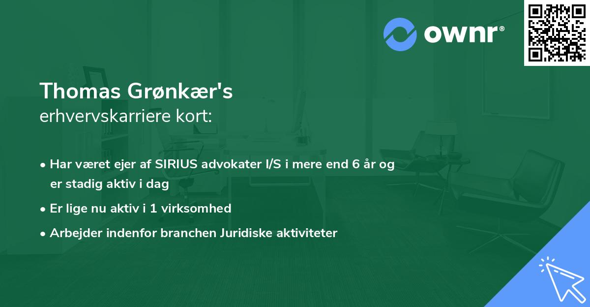 Thomas Grønkær's erhvervskarriere kort