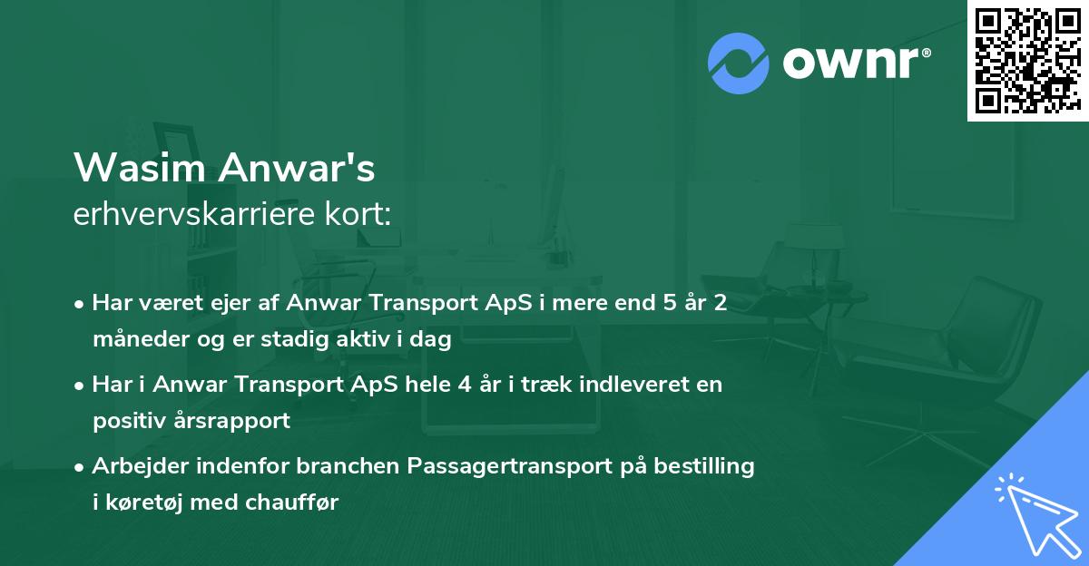 Wasim Anwar's erhvervskarriere kort