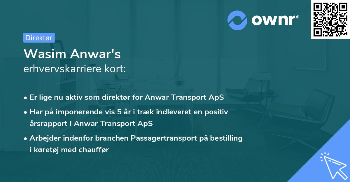 Wasim Anwar's erhvervskarriere kort