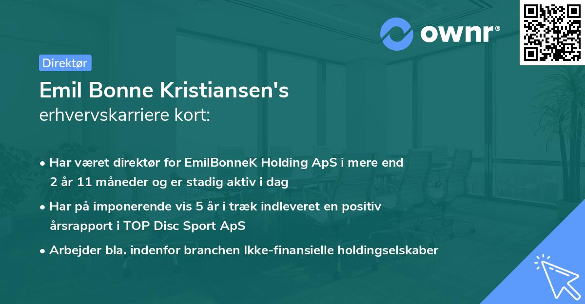 Emil Bonne Kristiansen's erhvervskarriere kort