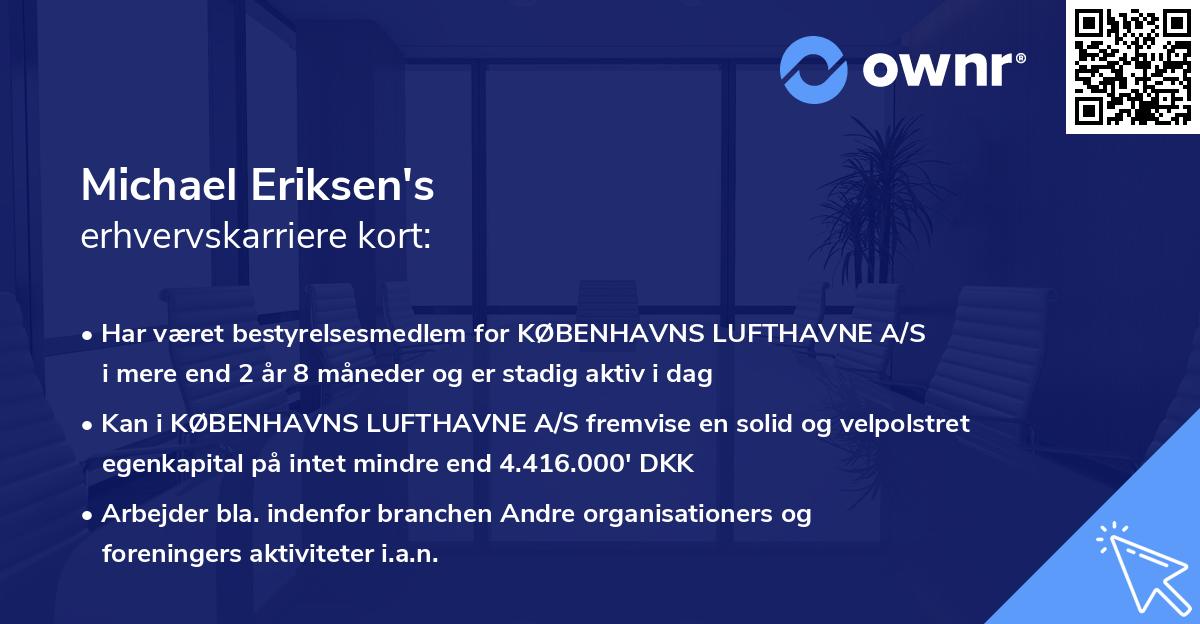 Michael Eriksen's erhvervskarriere kort