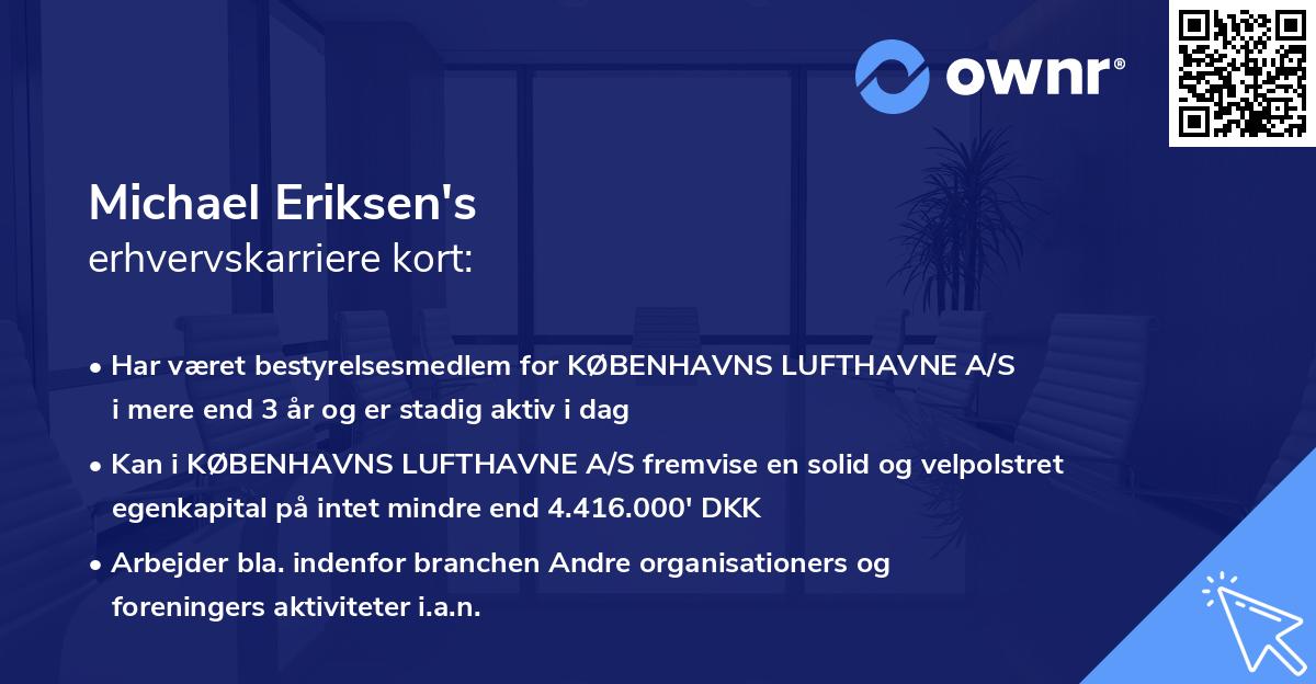 Michael Eriksen's erhvervskarriere kort