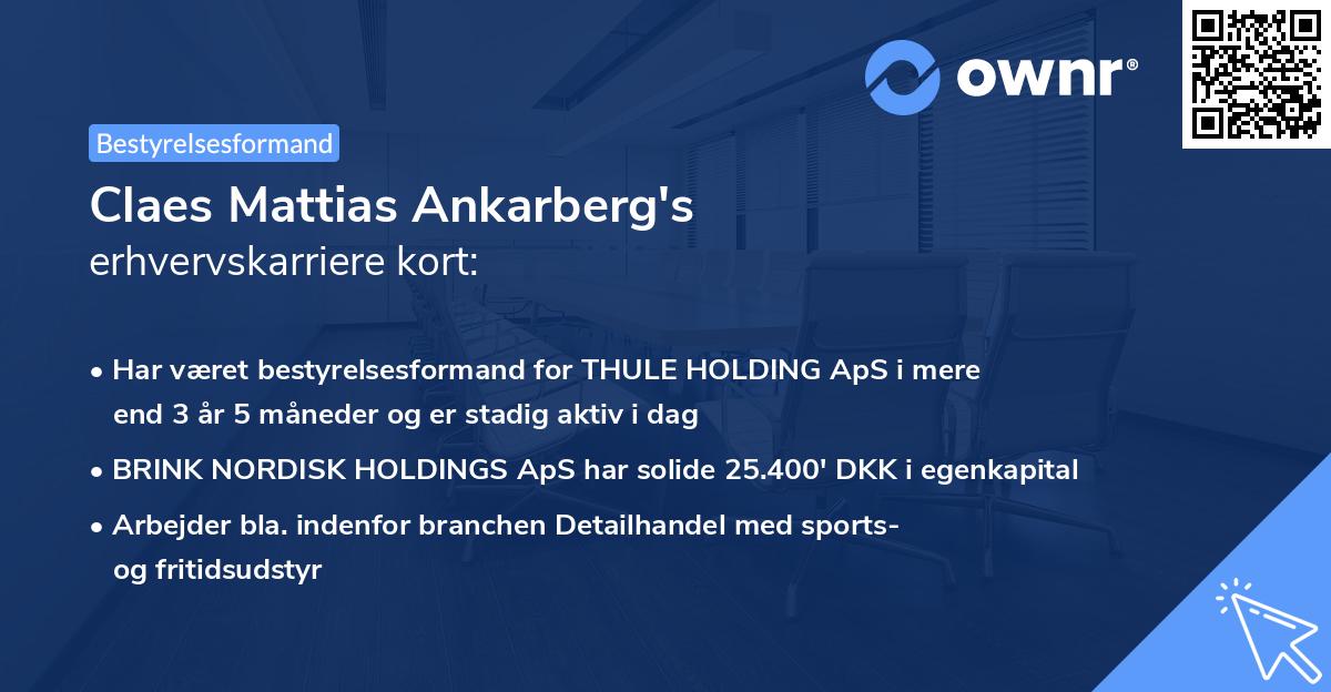 Claes Mattias Ankarberg's erhvervskarriere kort
