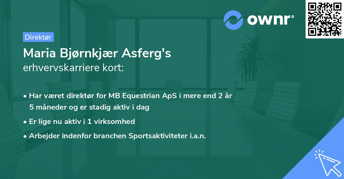 Maria Bjørnkjær Asferg's erhvervskarriere kort