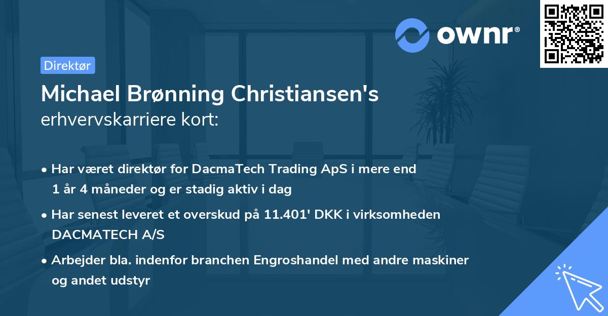 Michael Brønning Christiansen's erhvervskarriere kort
