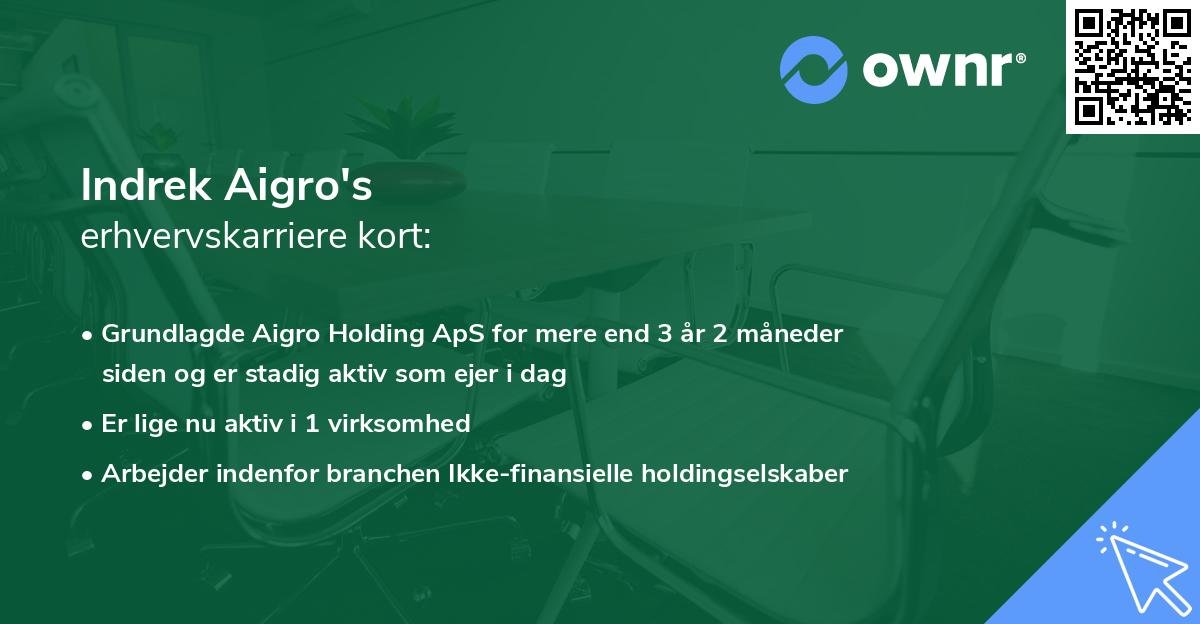 Indrek Aigro's erhvervskarriere kort