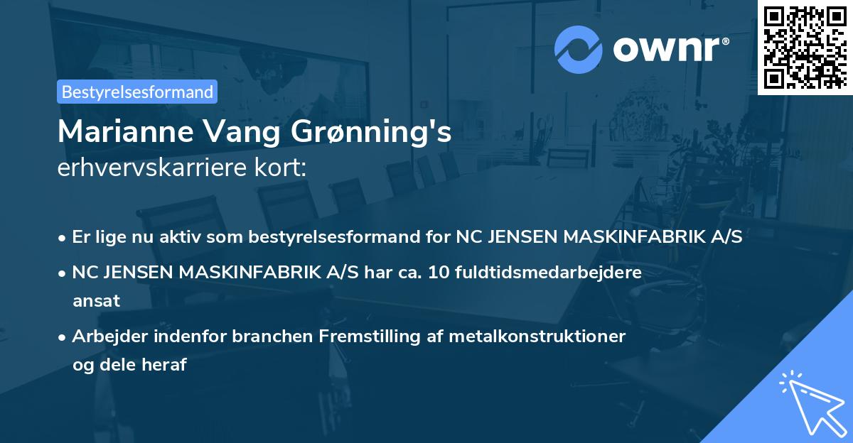 Marianne Vang Grønning's erhvervskarriere kort