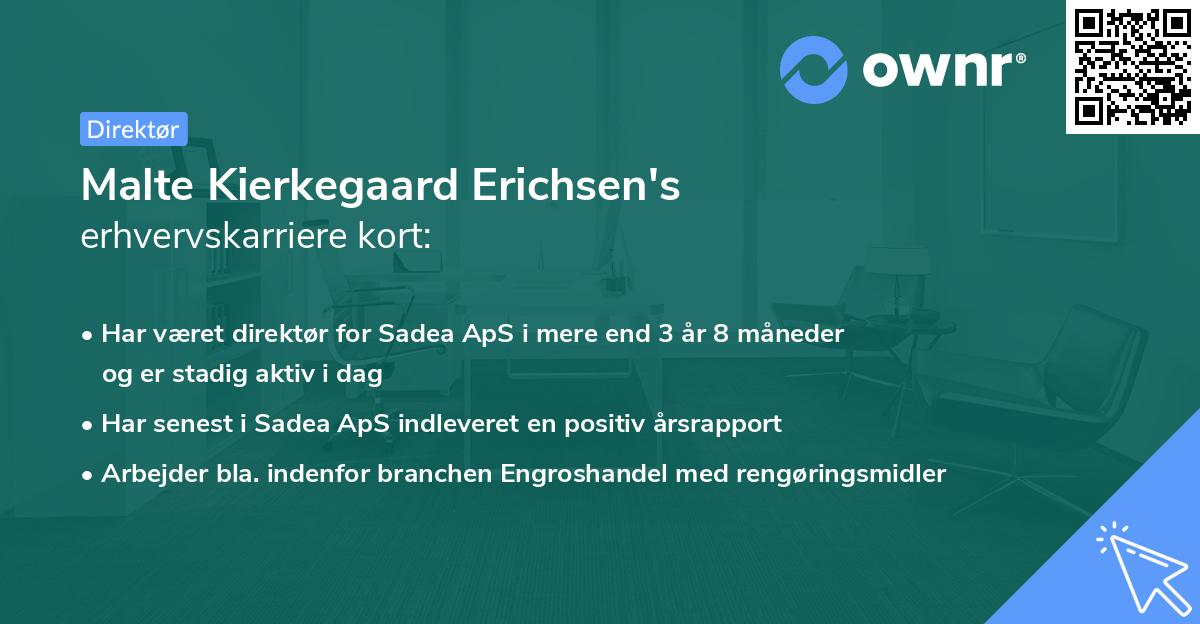 Malte Kierkegaard Erichsen's erhvervskarriere kort