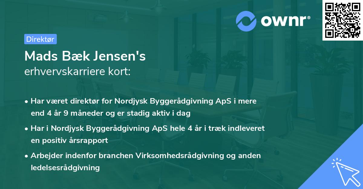 Mads Bæk Jensen's erhvervskarriere kort