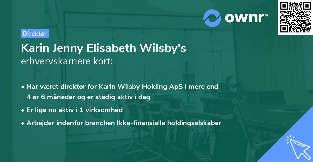 Karin Jenny Elisabeth Wilsby's erhvervskarriere kort