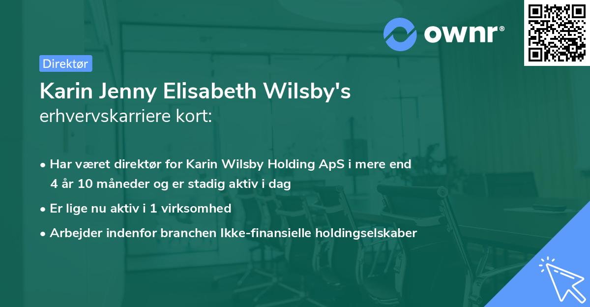 Karin Jenny Elisabeth Wilsby's erhvervskarriere kort