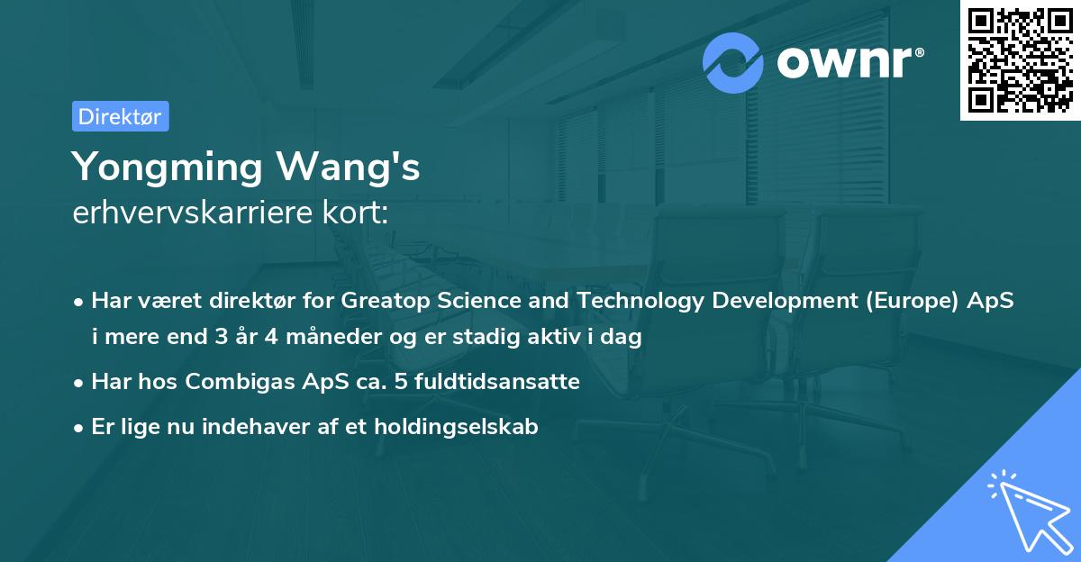 Yongming Wang's erhvervskarriere kort