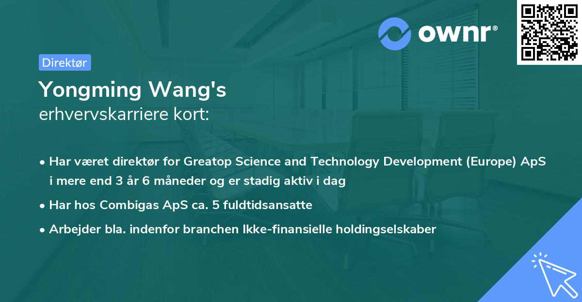 Yongming Wang's erhvervskarriere kort