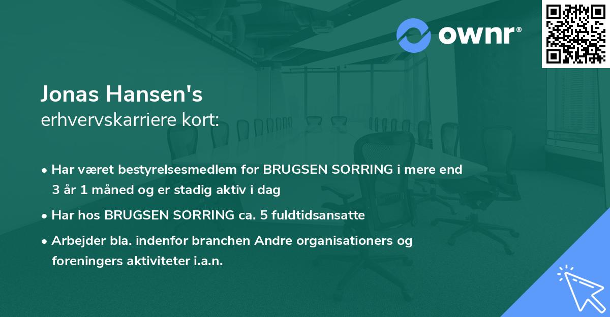 Jonas Hansen's erhvervskarriere kort