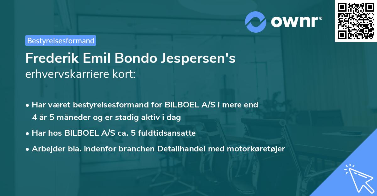 Frederik Emil Bondo Jespersen's erhvervskarriere kort