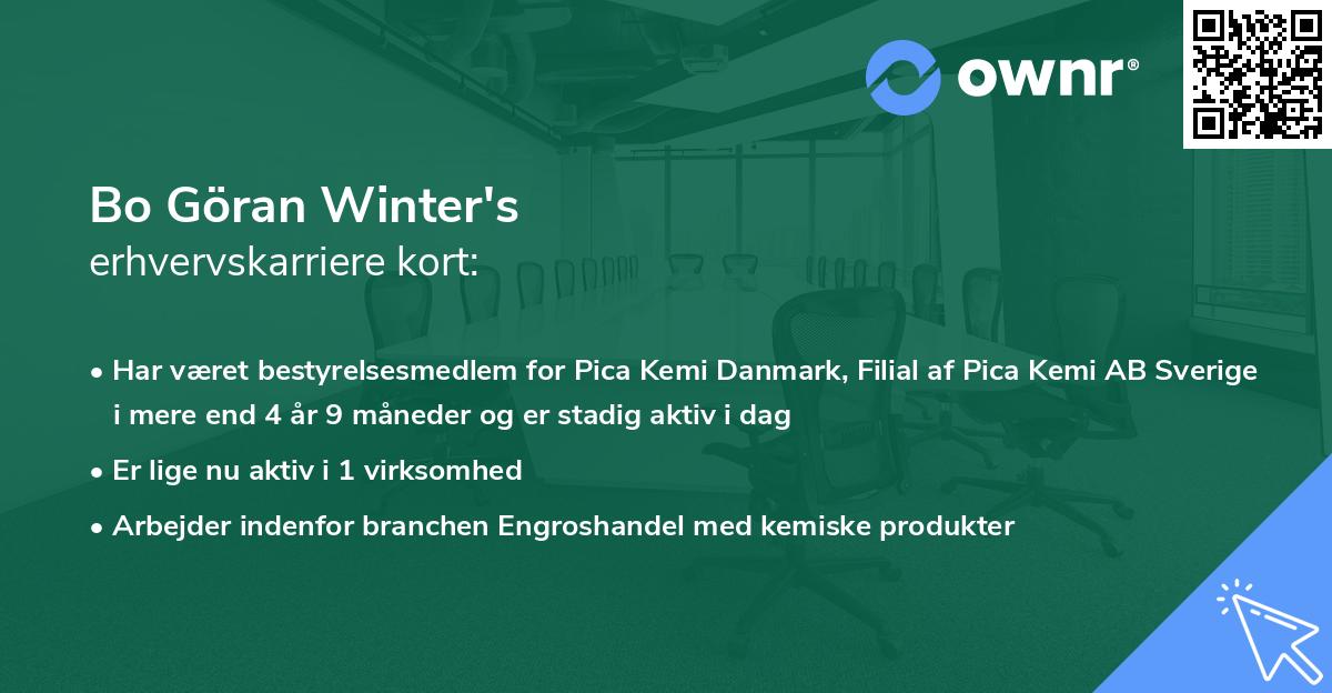 Bo Göran Winter's erhvervskarriere kort