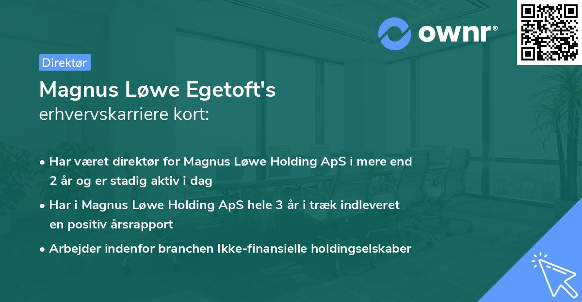 Magnus Løwe Egetoft's erhvervskarriere kort