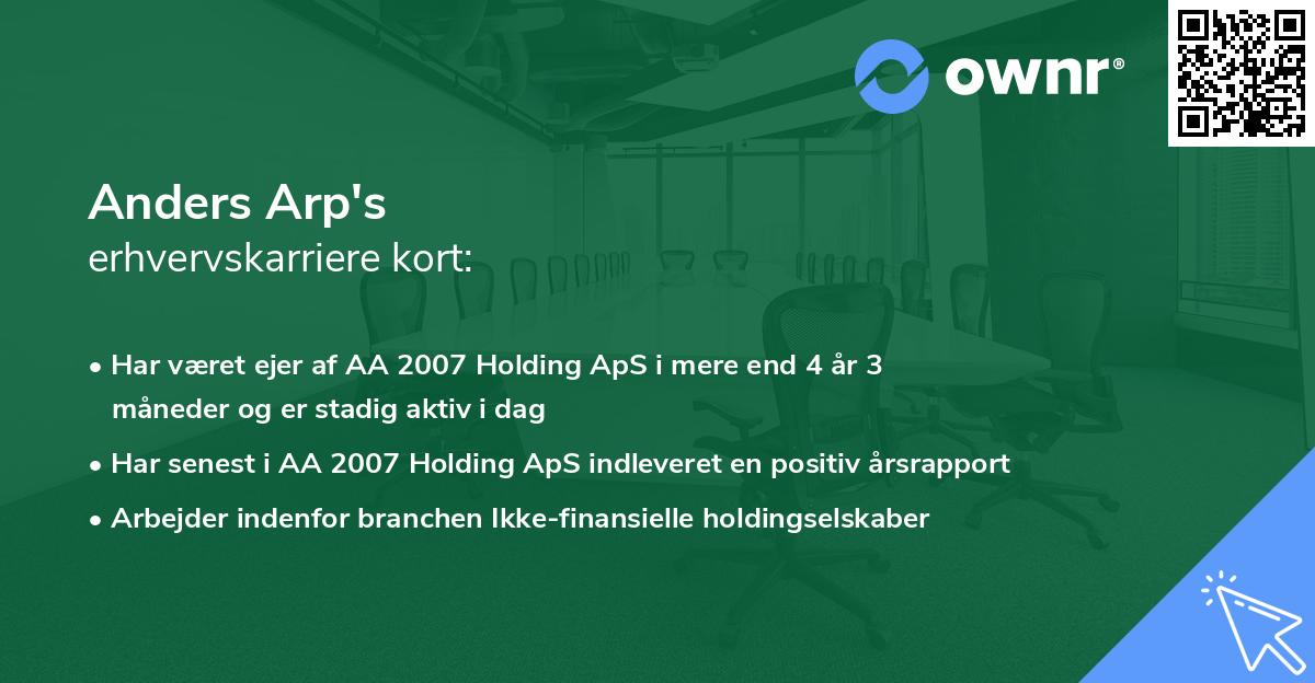 Anders Arp's erhvervskarriere kort