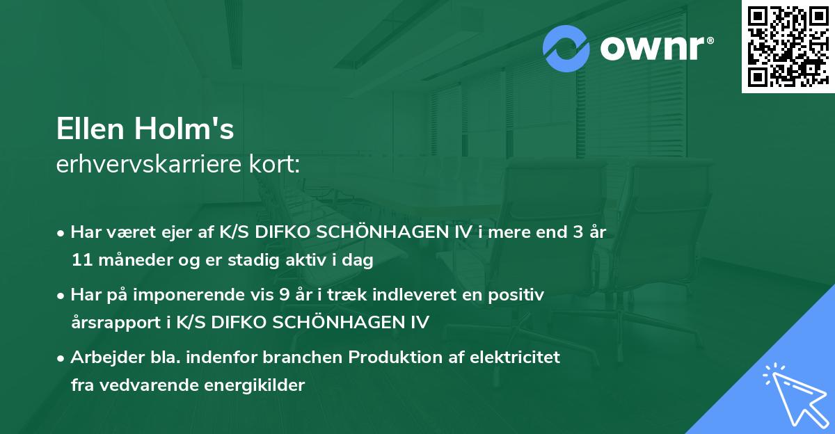 Ellen Holm's erhvervskarriere kort