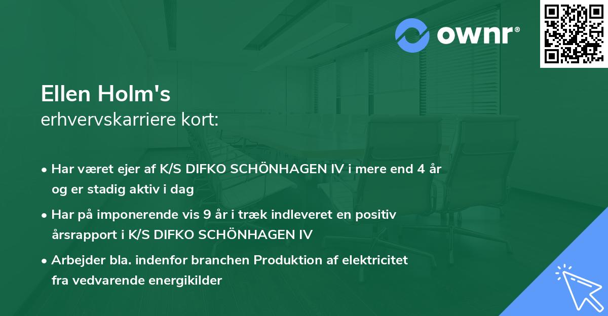 Ellen Holm's erhvervskarriere kort