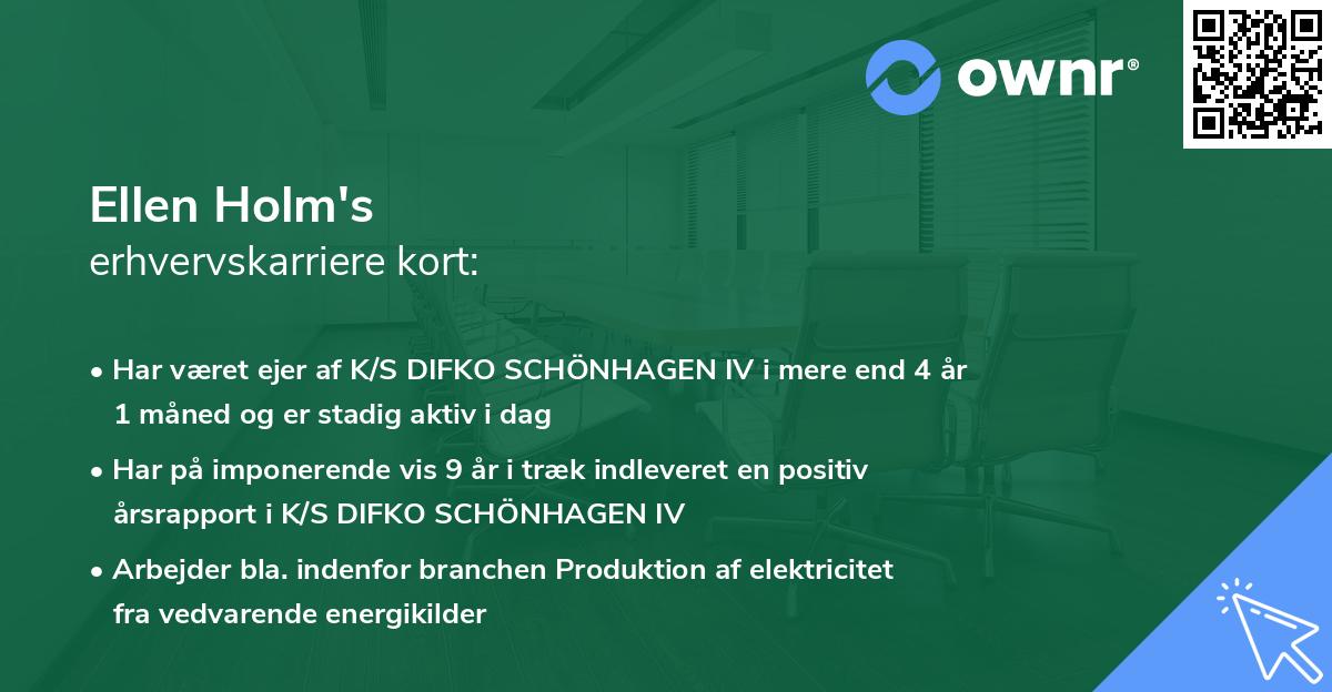 Ellen Holm's erhvervskarriere kort