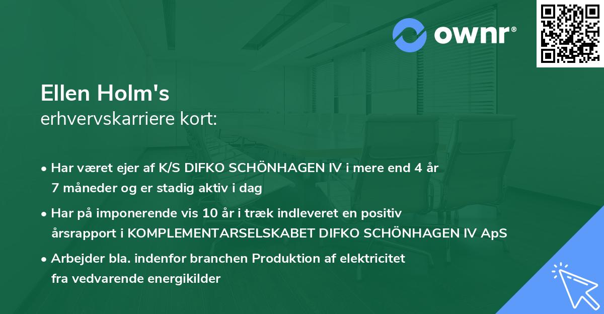 Ellen Holm's erhvervskarriere kort